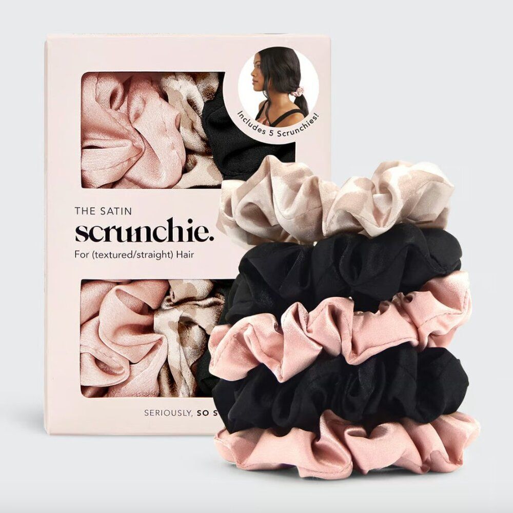 Kitsch Assorted Satin Sleep Scrunchies Set of 5 NIB / NWT
